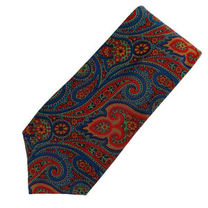 Breuer Wm. Fox & Co. Silk Tie Paisley Blue Red Green Hand Made in Italy Luxury